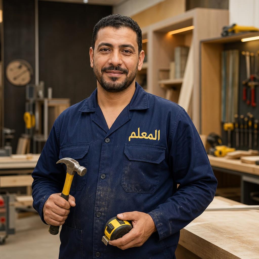 صنايعي محترف يرتدي زي المعلم
